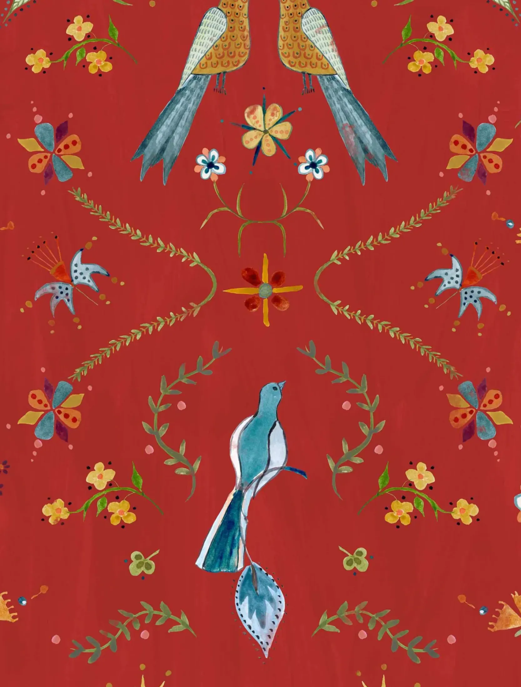 Coordonné Metaphoric birds Red -