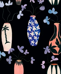Coordonné Vase of Paradise Charcoral -